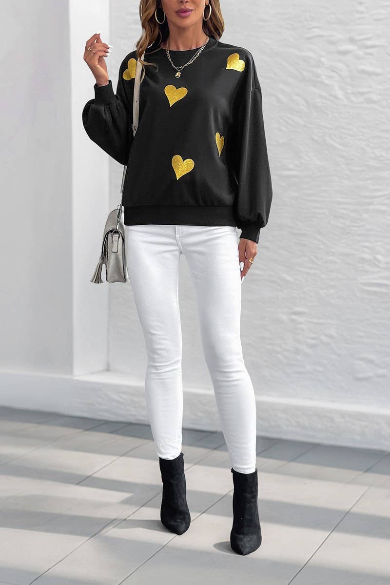 CWTBLL4044_LOOSE FIT LONG SLEEVE HEART PRINT SWEATSHIRT