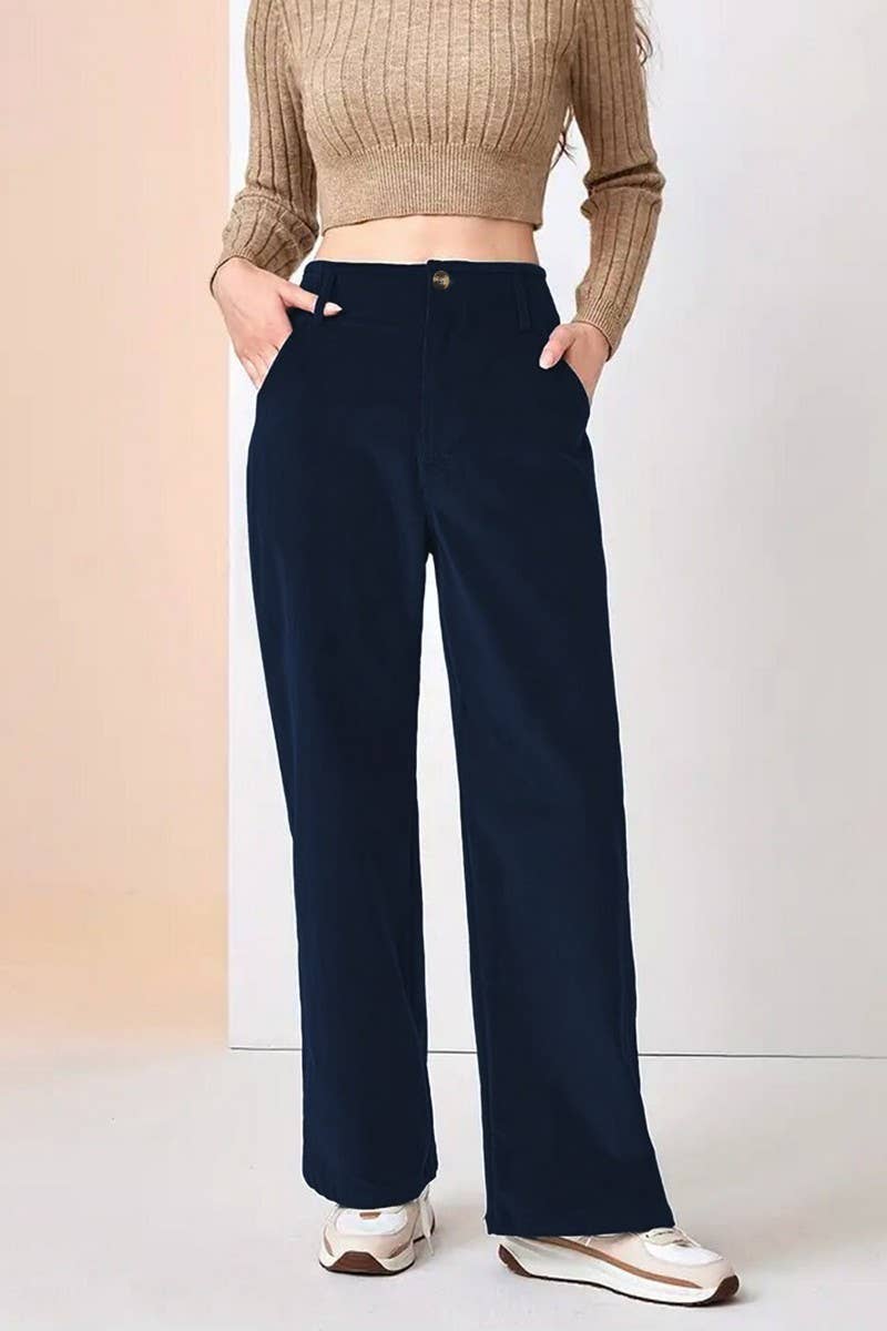 CWBLP2171_HIGH WAIST DRAPED STRAIGHT LEG CASUAL PANTS