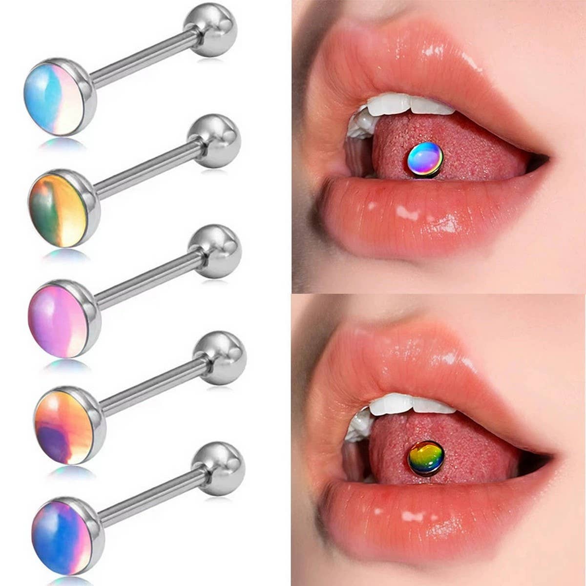 Steel Gradient Tongue Bar Piercing Jewelry_CWMM9593