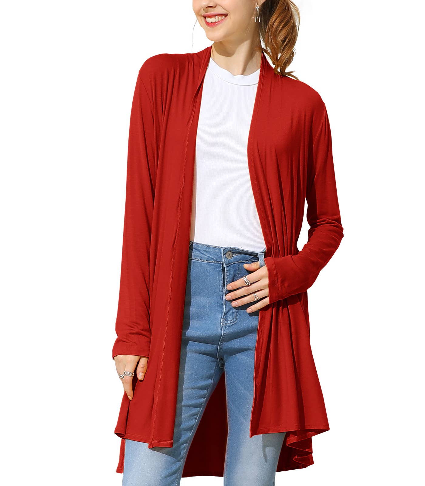 AWTL074_Long Sleeve Casual Open Front Long Cardigan