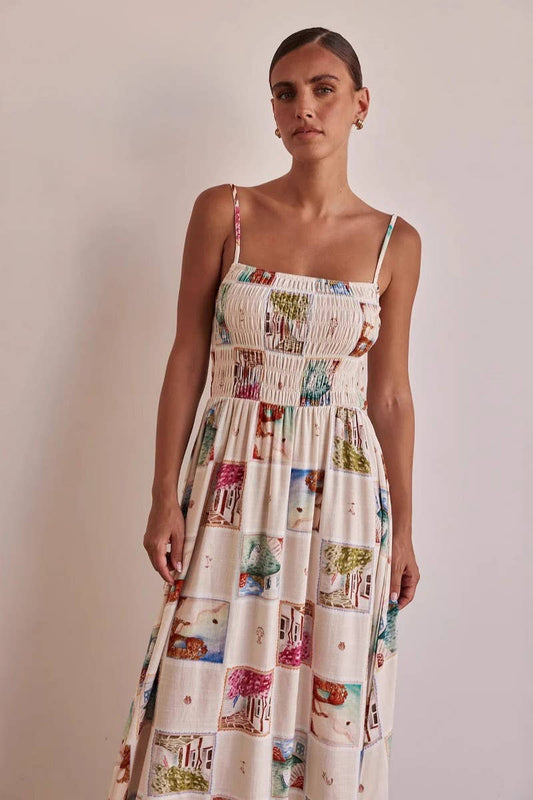 CWDMD5186_FASHIONABLE FLORAL PRINT CAMI MAXI DRESS