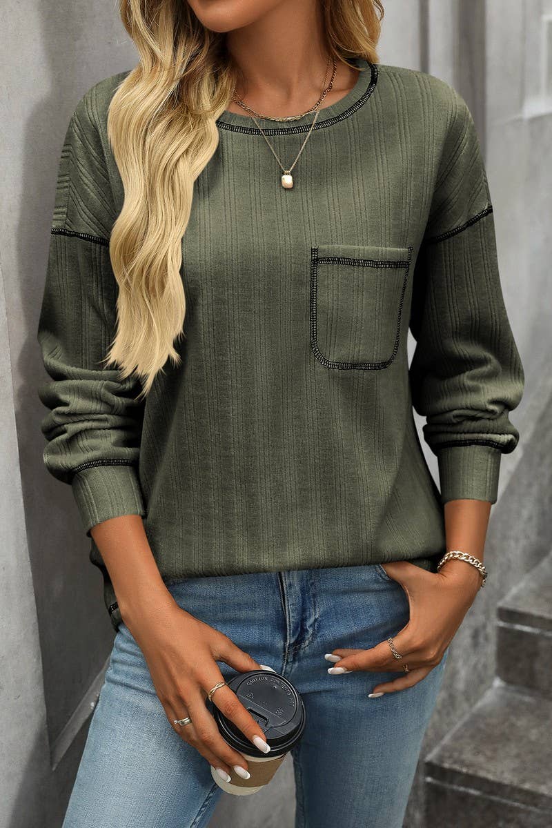 CWOSWL6851_SOLID COLOR ROUND NECK CASUAL LOOSE T-SHIRT