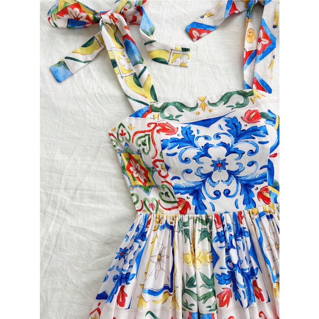 Brightly colored Sicilian style dress