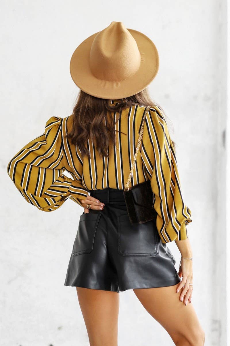 CWTSTL2779_SPRING AND AUTUMN STRIPED LOOSE COMFORT SHIRT