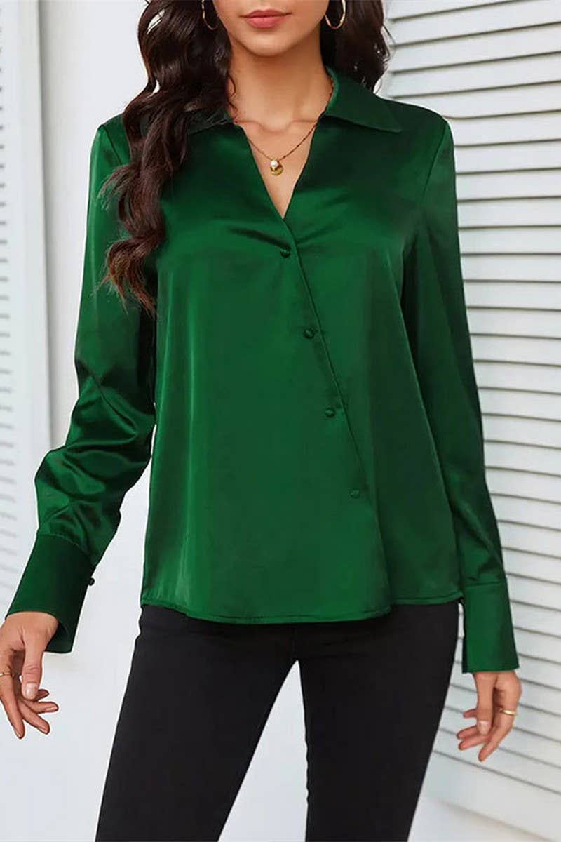 CWTBLL3807_CROSSOVER V-NECK CARDIGAN BUTTON-DOWN SHIRT