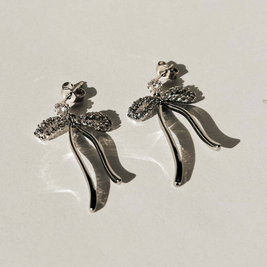 Pearl Bow Tie Stud Earrings Versatile Earrings_CWAJE5078