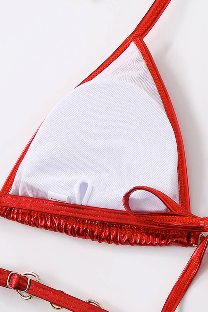 CWMW0799_WOMEN'S TWO-PIECE SHINY SWIMSUIT