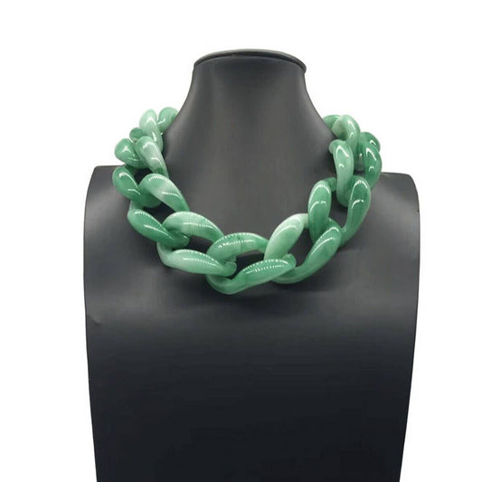 ACRYLIC COLORFUL CHAIN LINK NECKLACE EARRINGS SET_CWMM4910