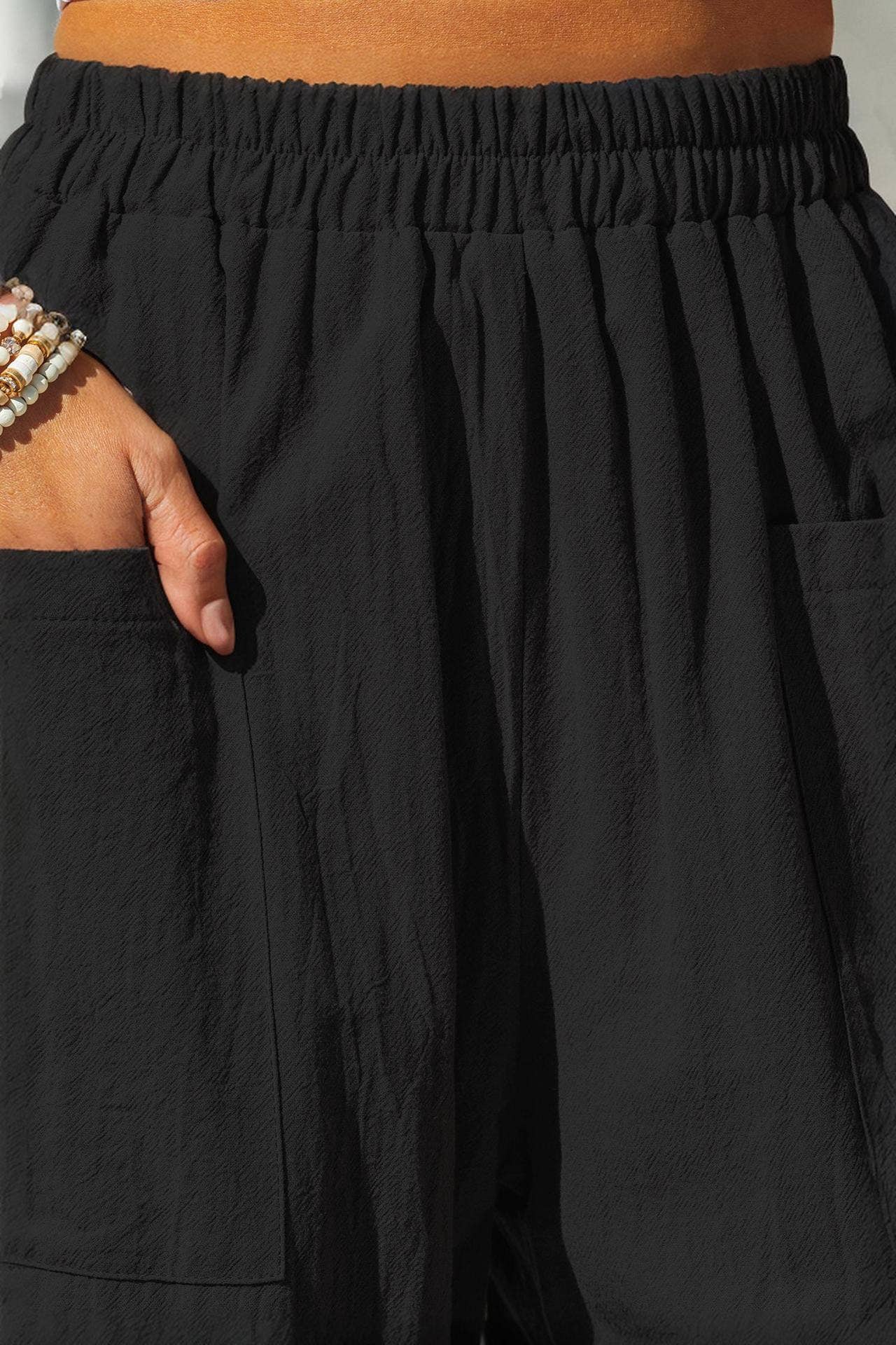 COTTON AND LINEN HOLIDAY STRETCH WAIST OVERALLS