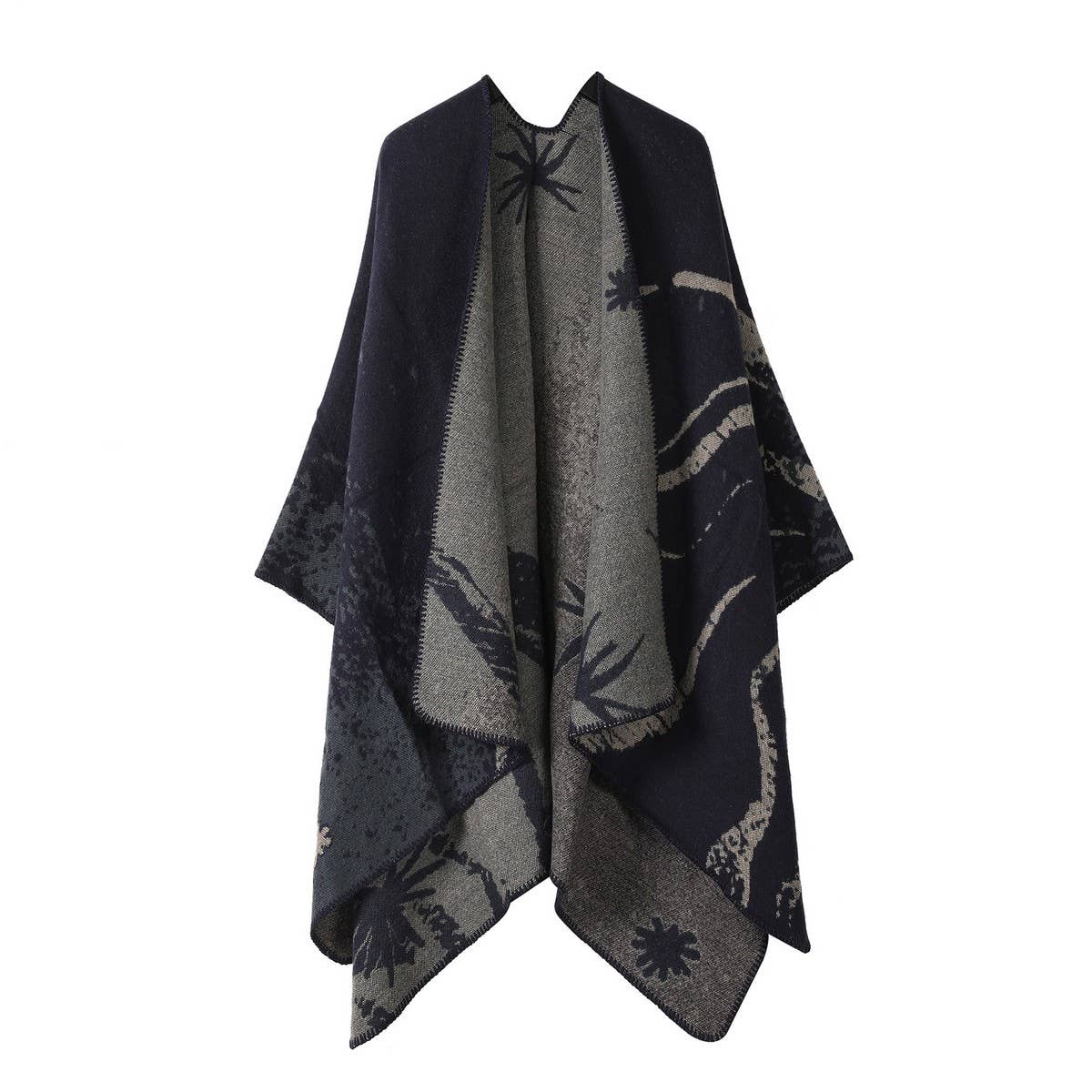 PLAIN ALL-MATCH SHAWL KNITTED CAPE SCARF_CWASC2181
