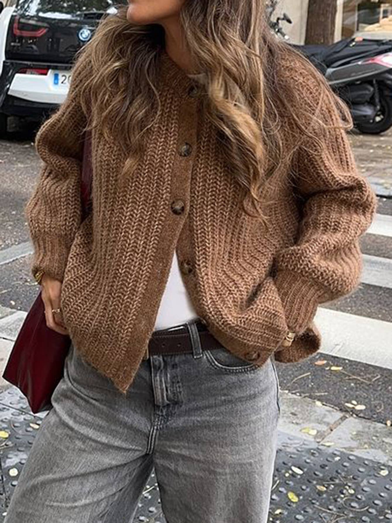 Casual long sleeve single breasted cardigan