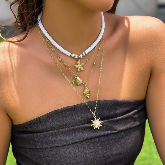 VINTAGE BOHEMIAN SUNFLOWER LAYERED NECKLACE