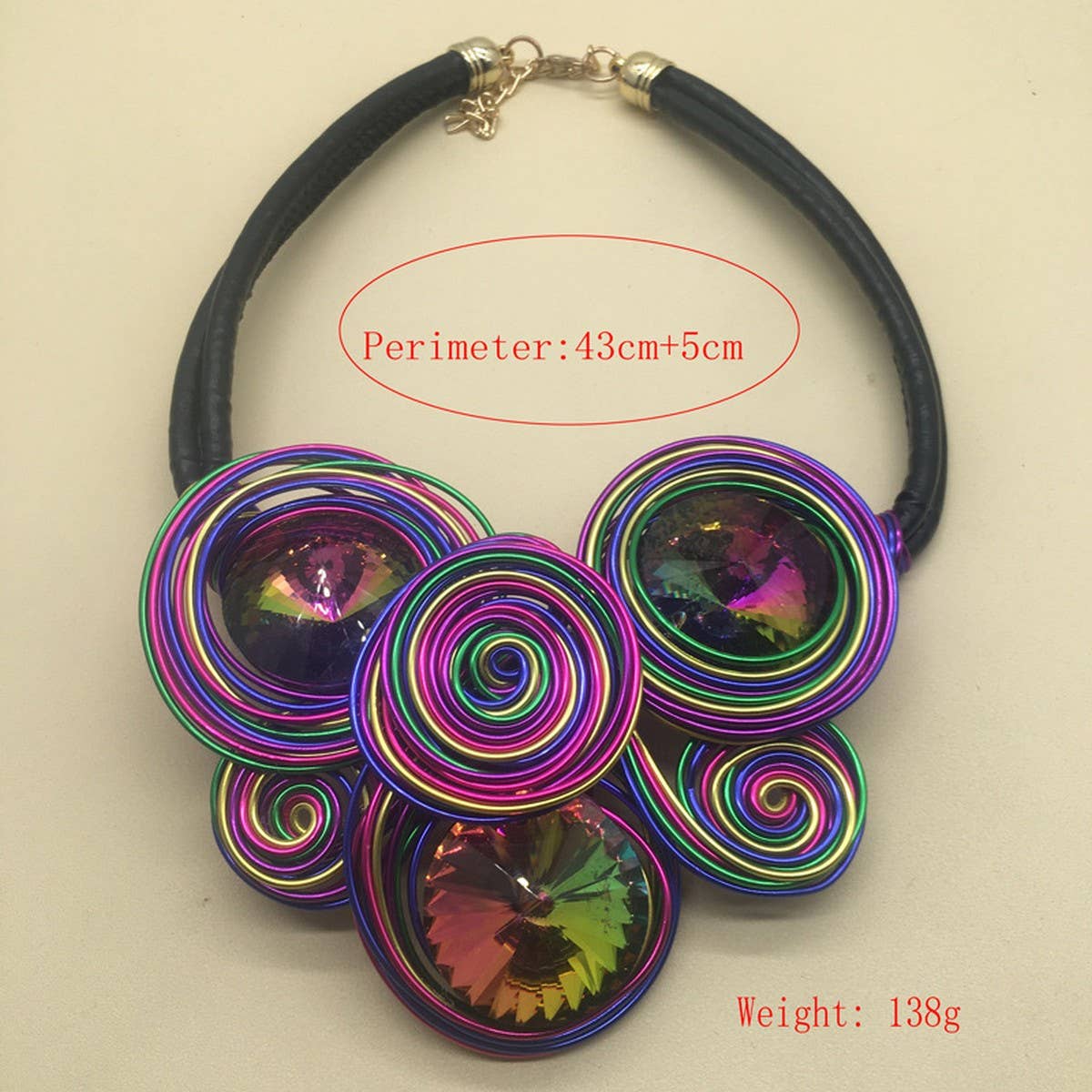 COLORFUL CRYSTAL METAL BRAIDED HANDMADE NECKLACE