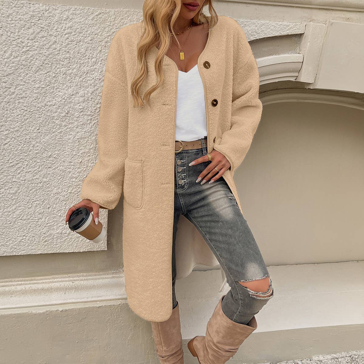 CASUAL CARDIGAN BREASTED POCKET TRENCH COAT