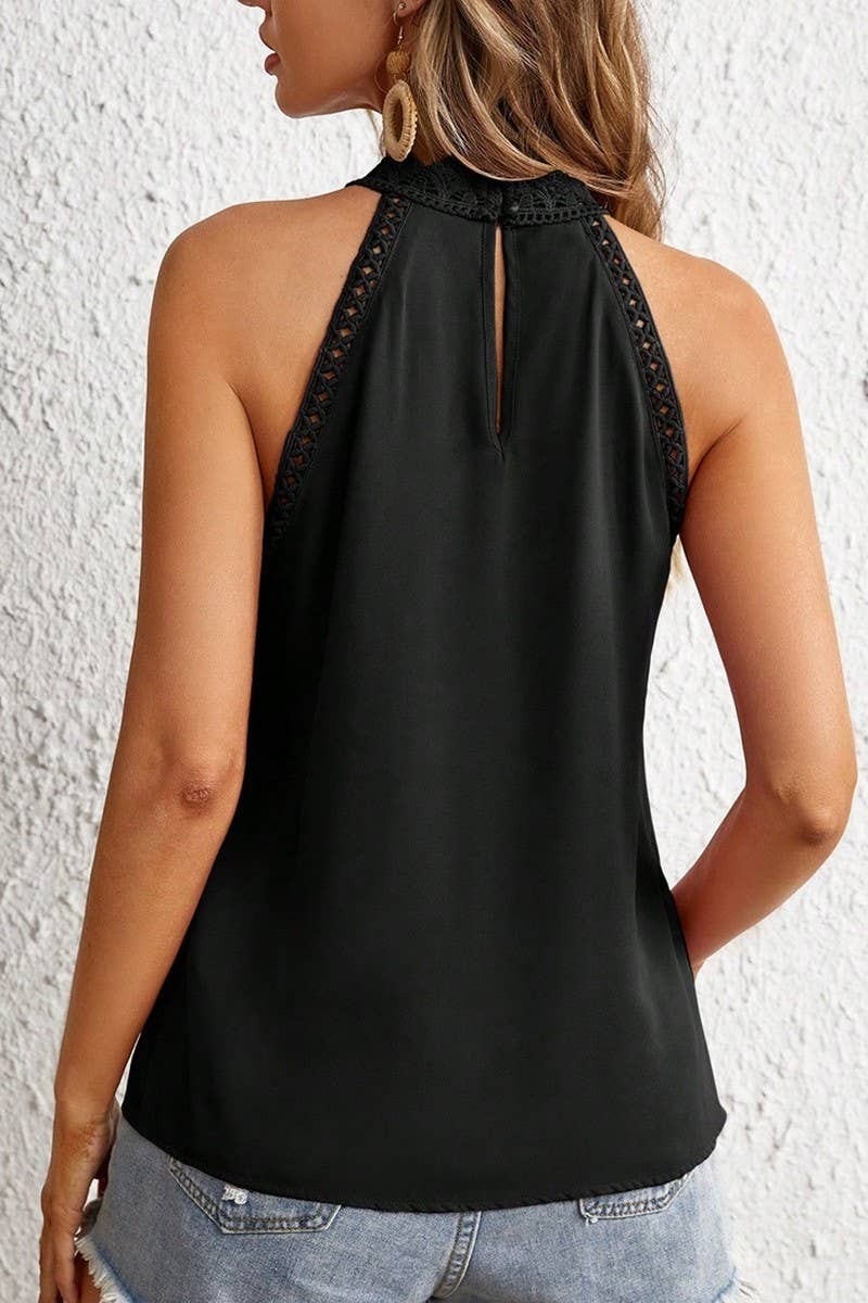 CWTTSL0332_SUMMER NEW FASHION HOLLOW LACE VEST TOP