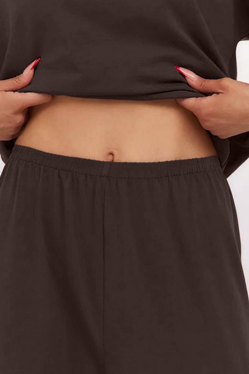 CWSPJ0188_KNITTED TOP TROUSER SHOME WEAR PAJAMAS SET