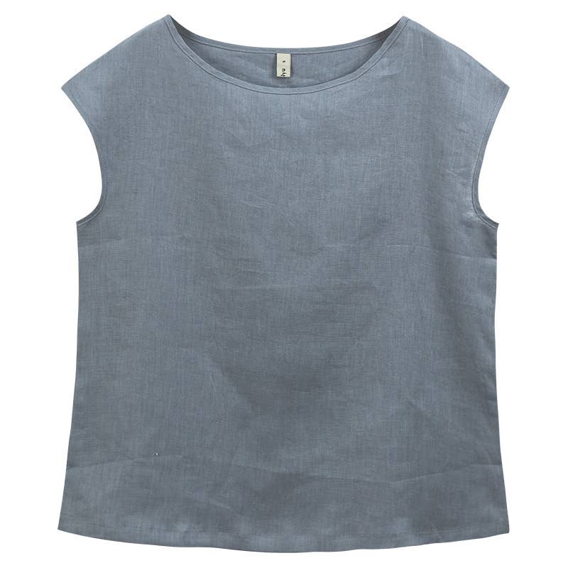 Casual linen loose thin short sleeves blouse