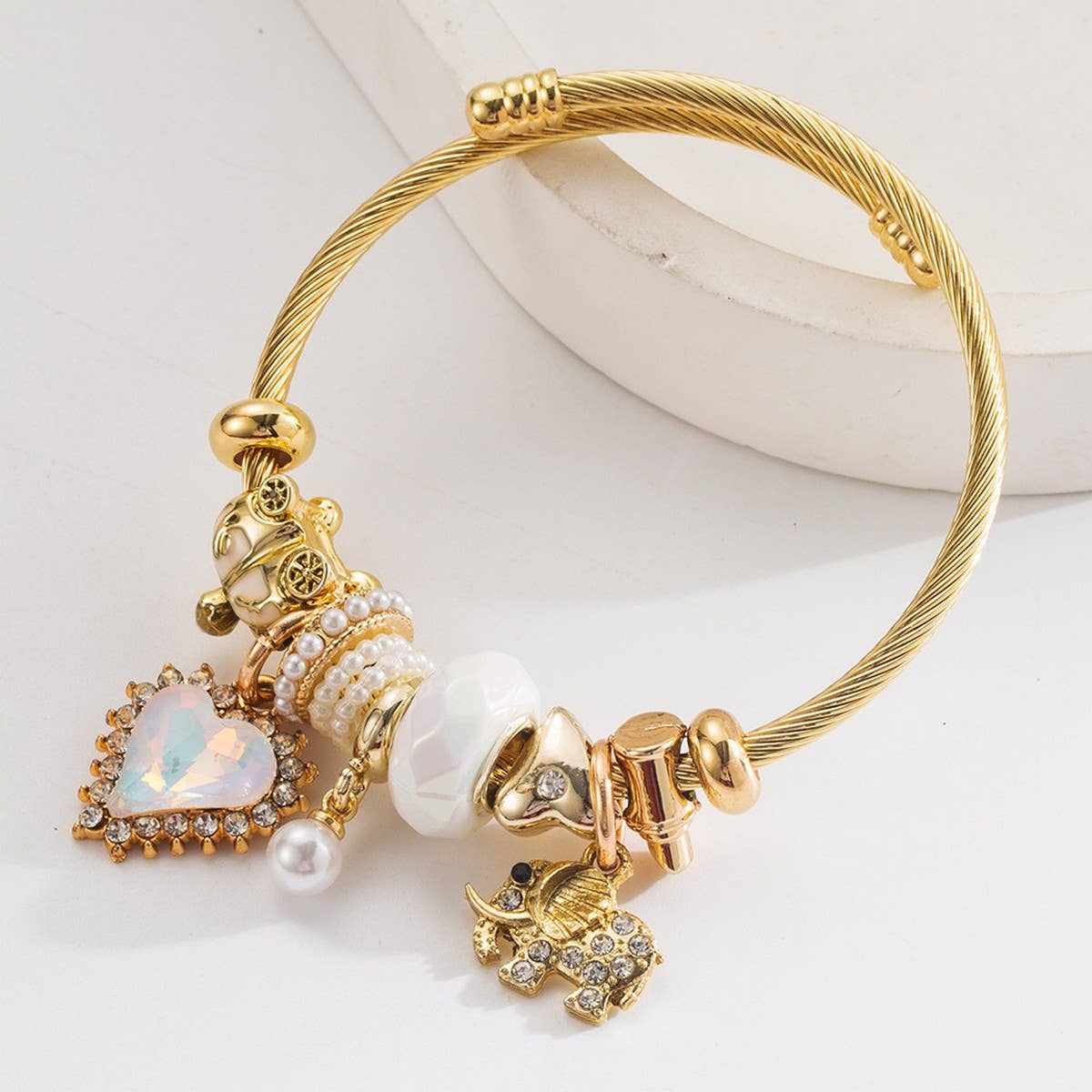 BFF Adjustable Bracelet with Elephant and Heart_CWMM8602