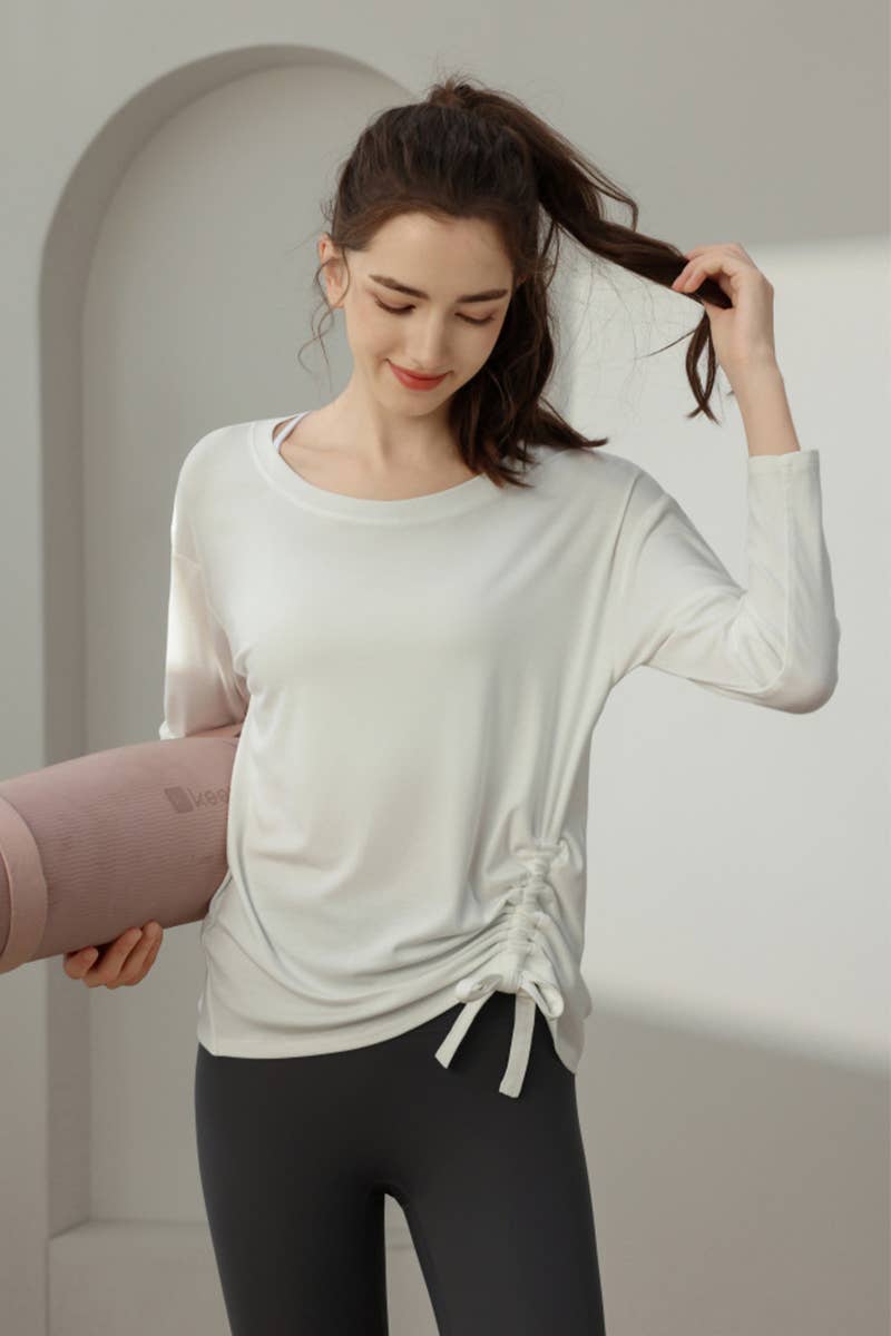 CWTBLL3556_SPORTS LOOSE SLIM DRAWSTRING YOGA CLOTHES