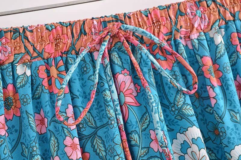 Bohemian resort-style cotton printed skirt