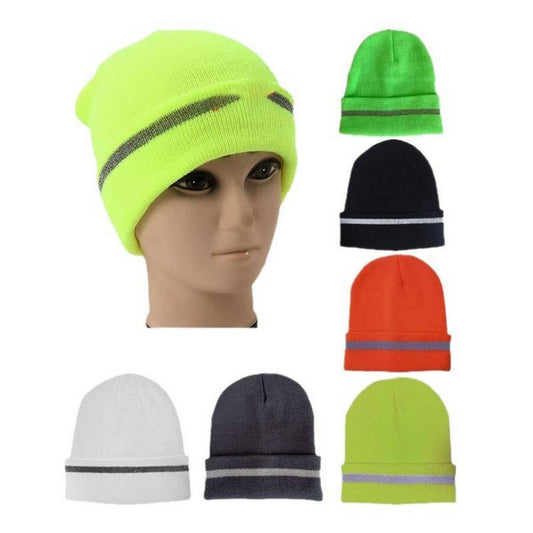 CWAH04341_FLUORESCENT REFLECTIVE KNIT BEANIE HAT