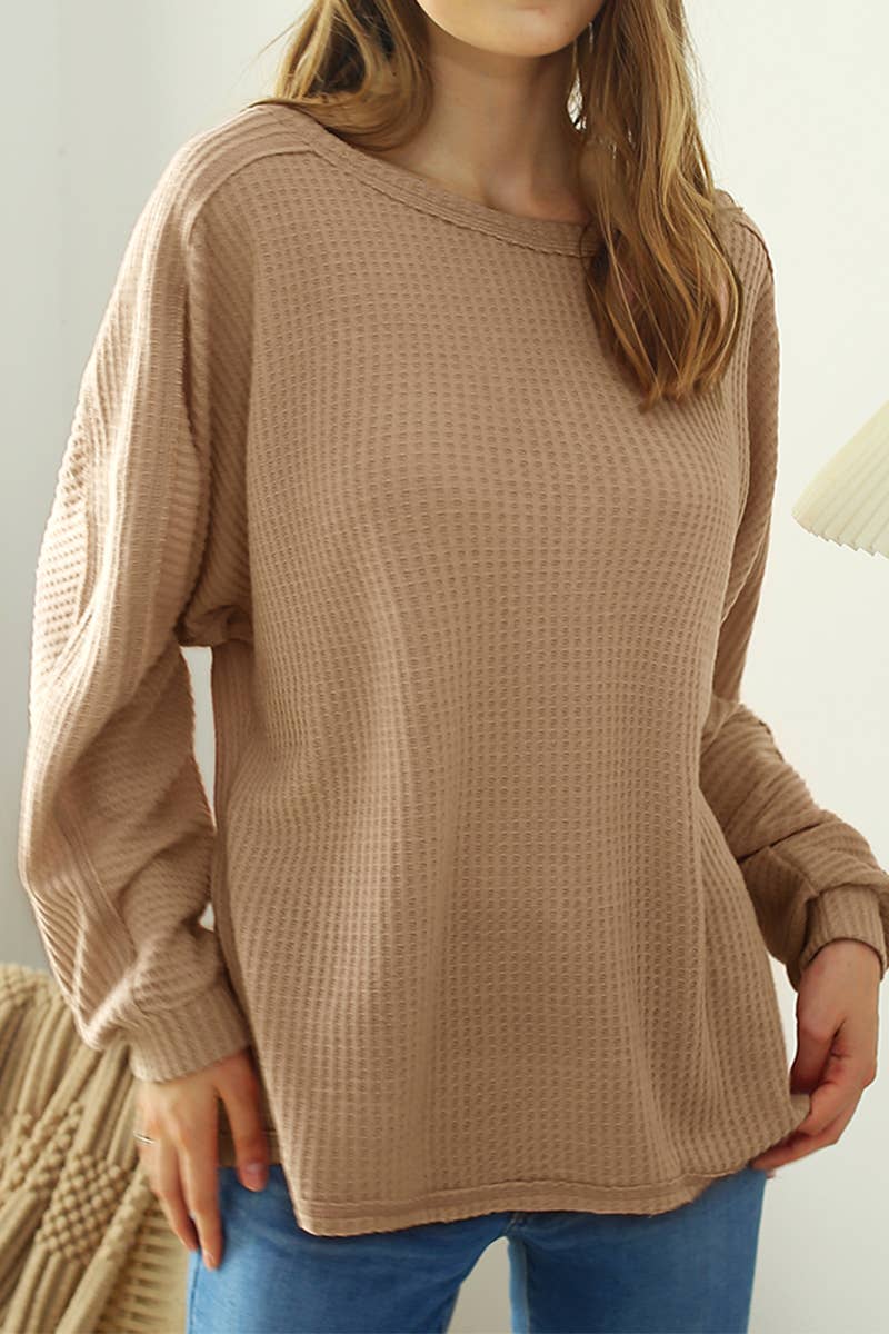 CWTTL1094_RAW DETAILED LOOSE FIT SOFT SWEATER KNIT TOP