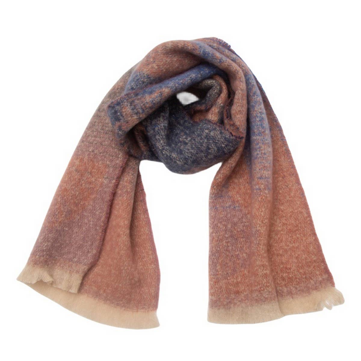 Ginkgo Jacquard Scarf ? Loop Yarn Fringe Winter