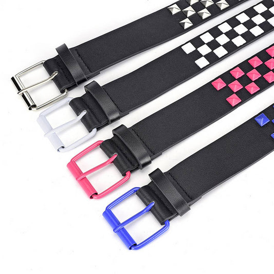 EUROPEAN AND AMERICAN SQUARE BEAD PYRAMID BELT_CWABE0364