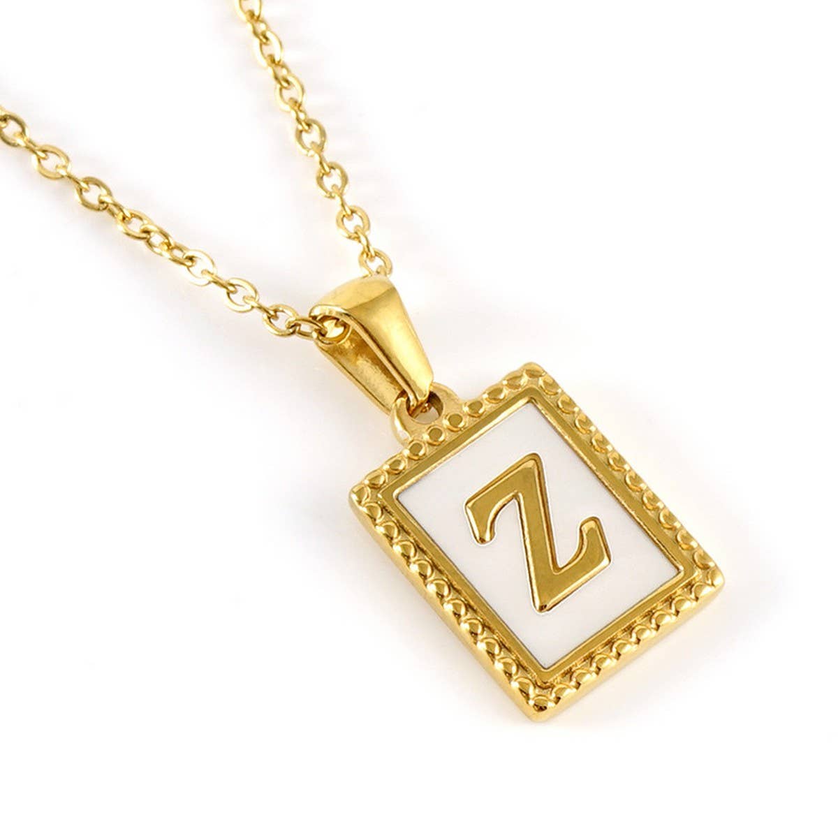 18K GOLD STAINLESS STEEL LETTER SHELL NECKLACE_CWAJE0685