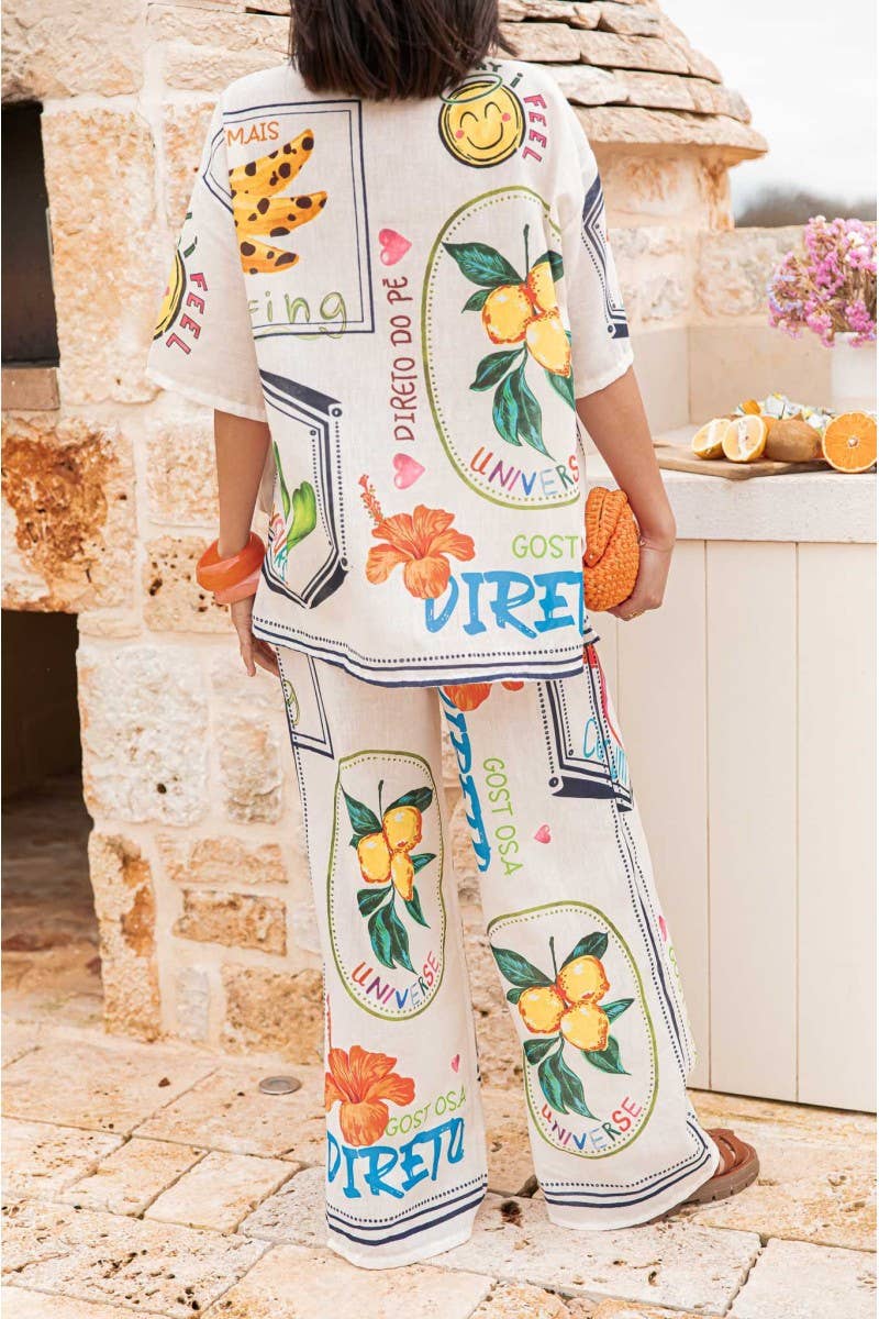 CWSTB2190_GRAFFITI PRINT PLUS SIZE SHIRT & WIDE LEG SET