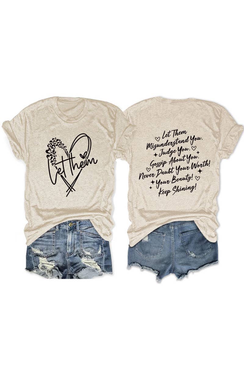 CWTTS1559_SUMMER NEW LETTER HEART PRINT CASUAL SHORT SLEEVES