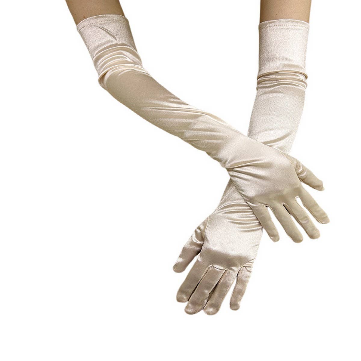 CWAG0289_1 PAIR LONG GLOVES WOMEN SATIN GLOVES