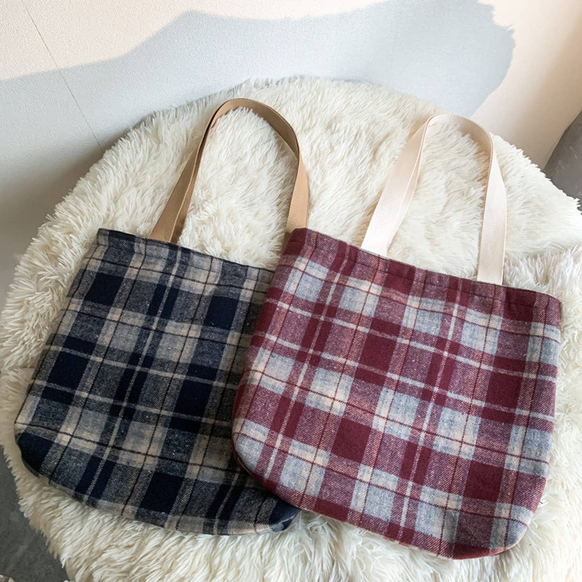 RETRO MIXED COLOR PLAID VERSATILE SHOULDER BAG_CWAB2155