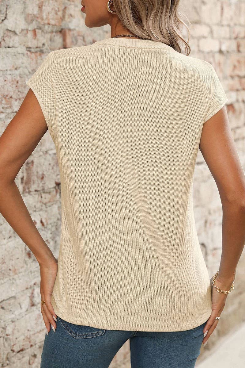 CWTTS1368_SUMMER NEW WOMEN'S V-NECK KNITTED TOPS