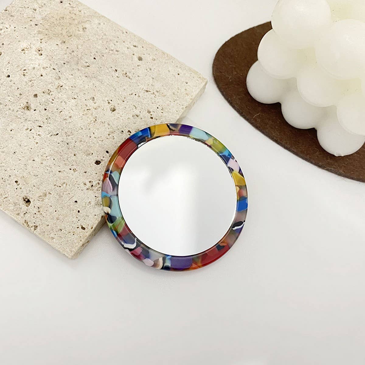 Simple Acetate Compact Mirror Travel Makeup Mirror