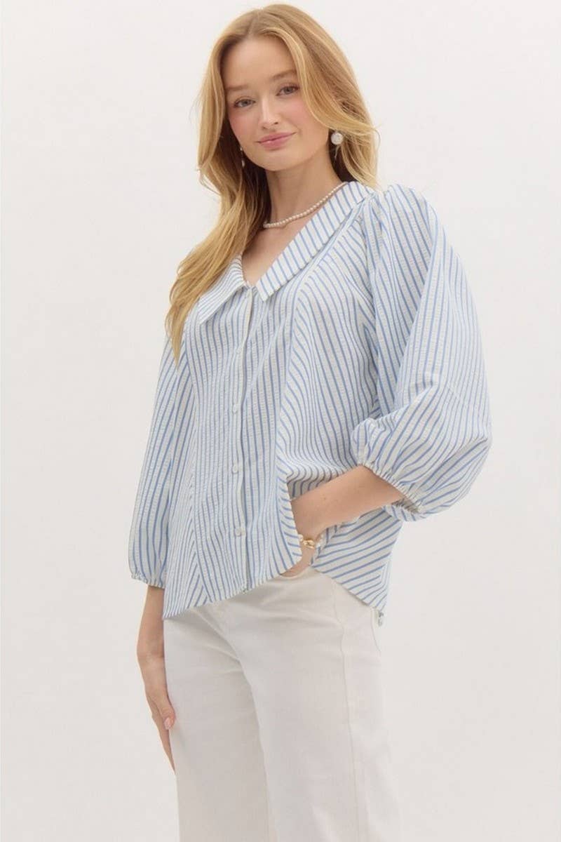 CWTBLS1812_SUMMER LADIES LAPEL SWEET BABYDOLL SHIRT