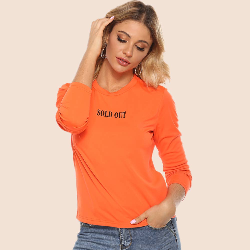 CASUAL PULLOVER ROUND NECK LETTER PRINT T-SHIRT