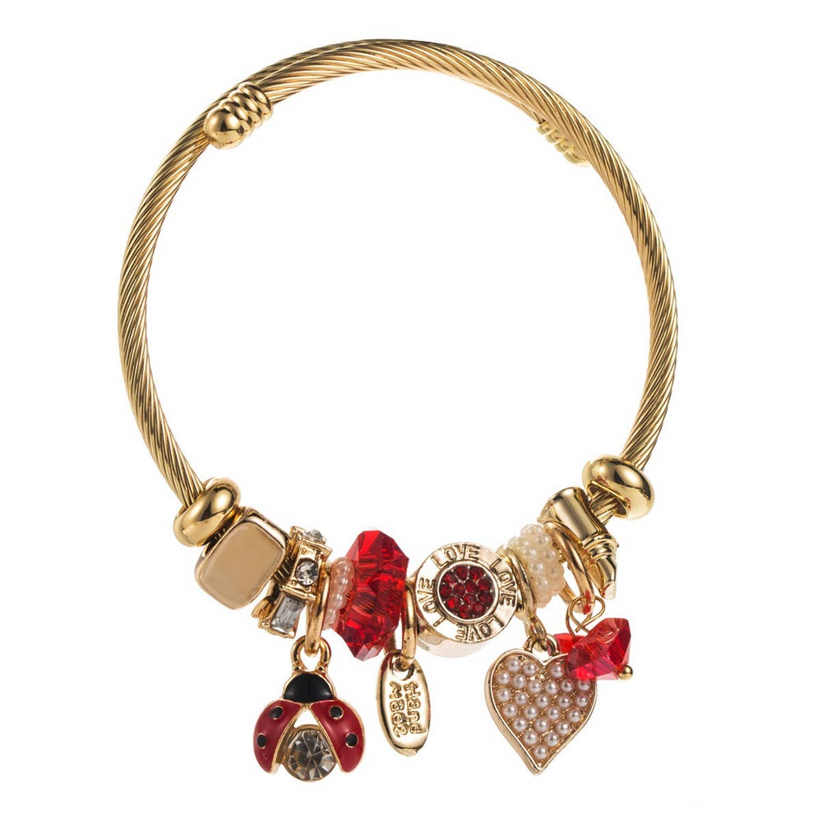 Stainless Steel Charm Bracelet with Beads_CWMM8619
