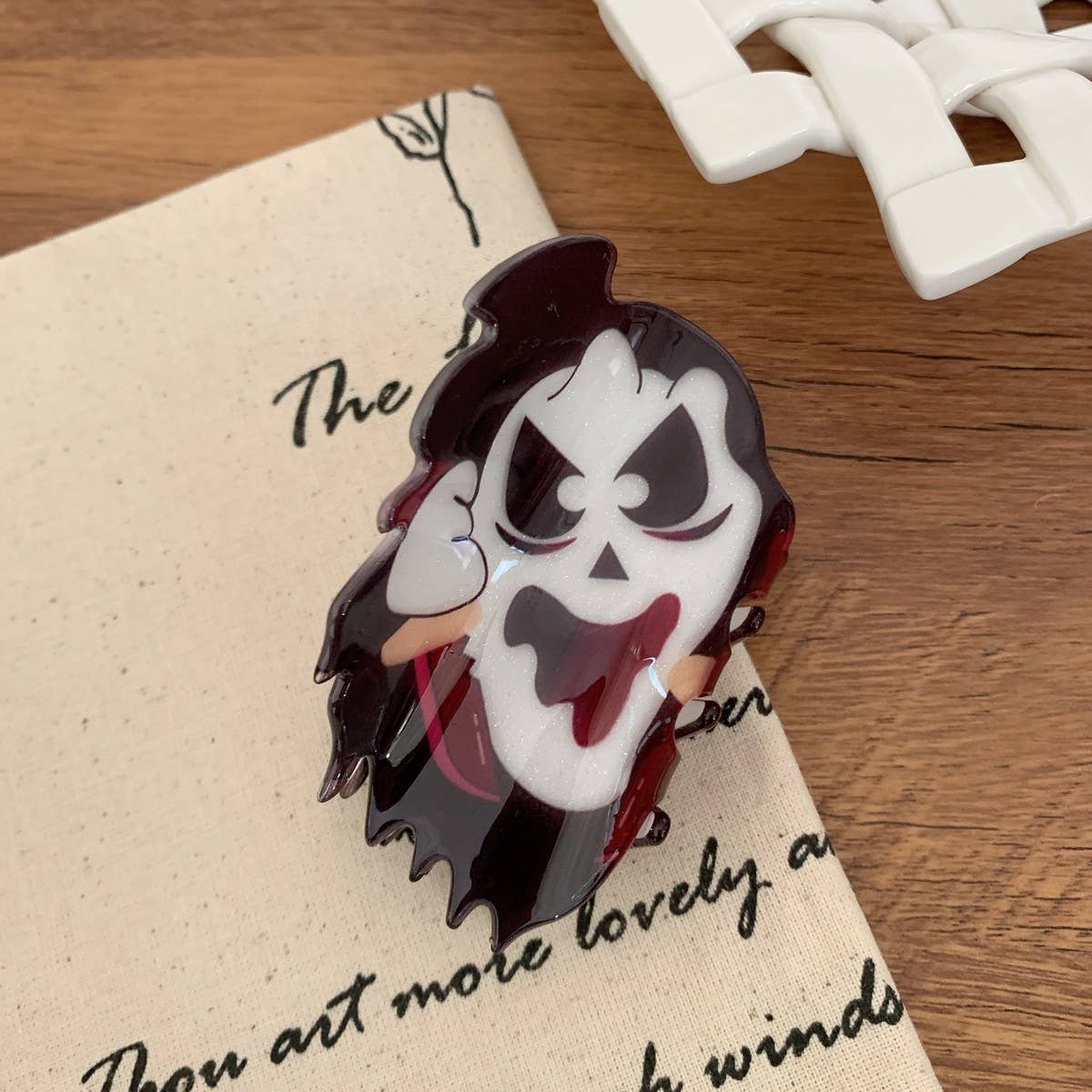 CWAHA07710_HALLOWEEN SPIDER HEART PUMPKIN CLAW CLIP