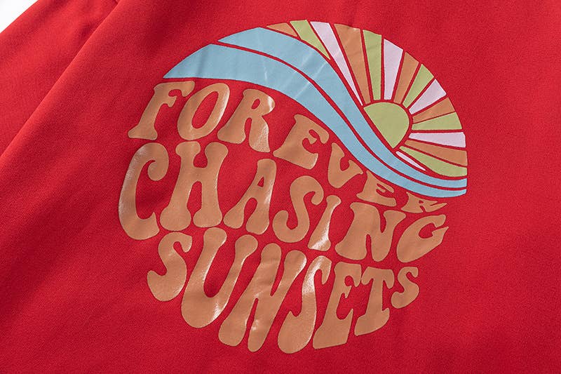 CHASING SUNSET PRINT DRAWSTRING PRINT HOODIE