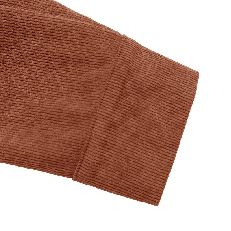 Classic brown corduroy V-neck dress