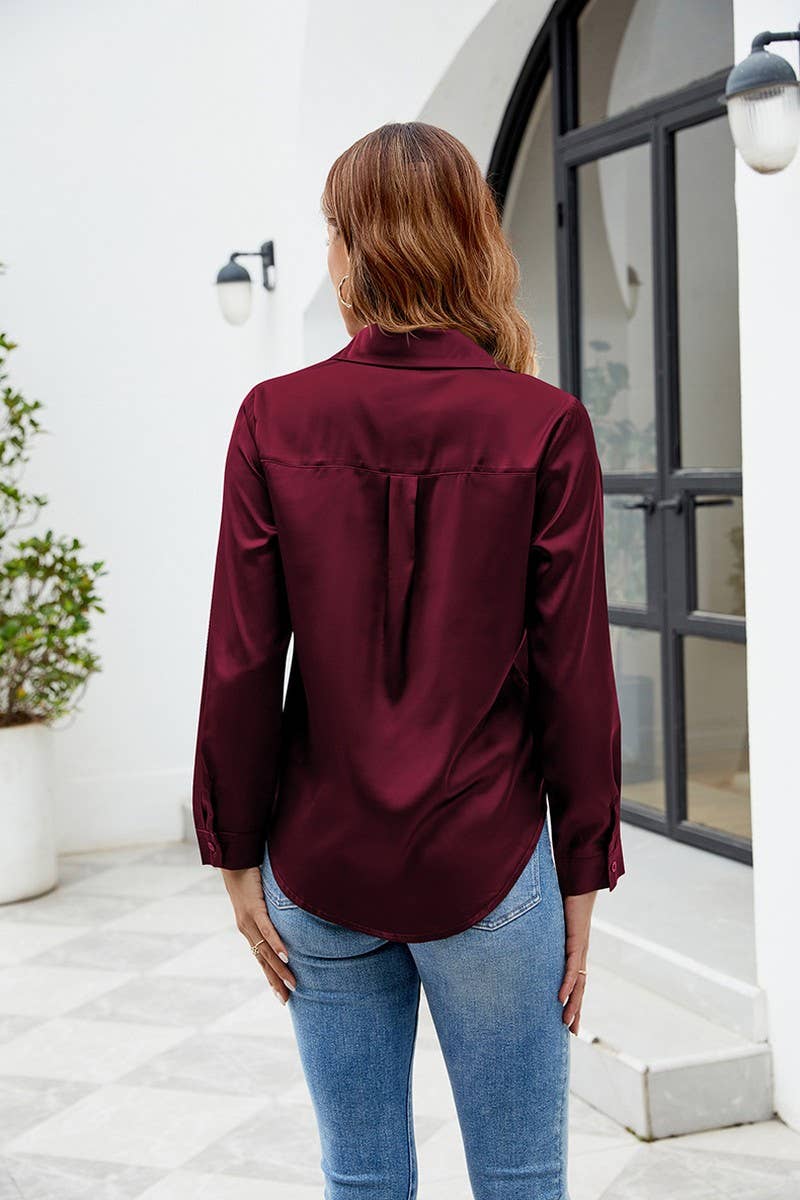 CWTSTL1532_SOLID SATIN BUTTON POCKET LONG SLEEVE SHIRT