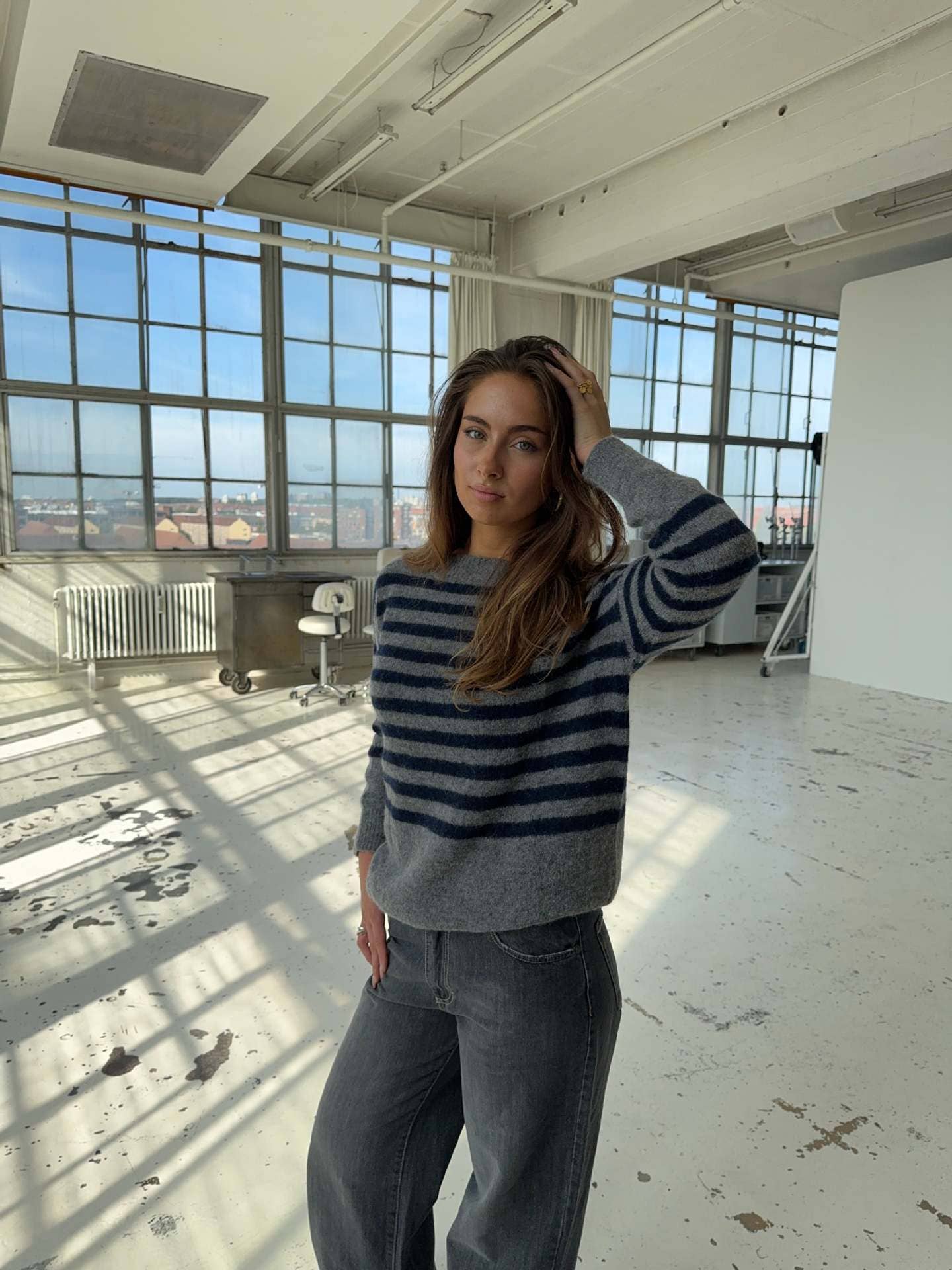 Casual, loose and laid-back striped sweater