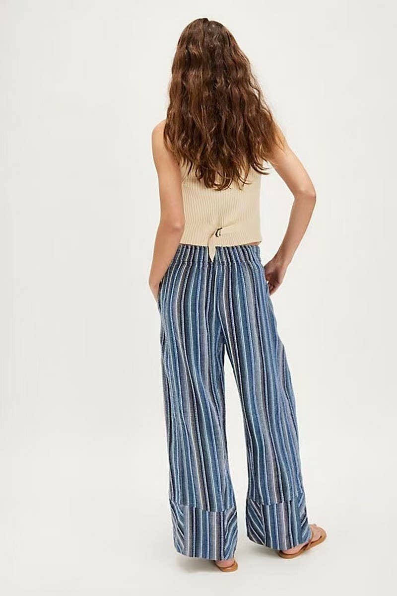 CWBLP2156_LOOSE FIT HIGH WAIST STRIPED WIDE LEG PANTS