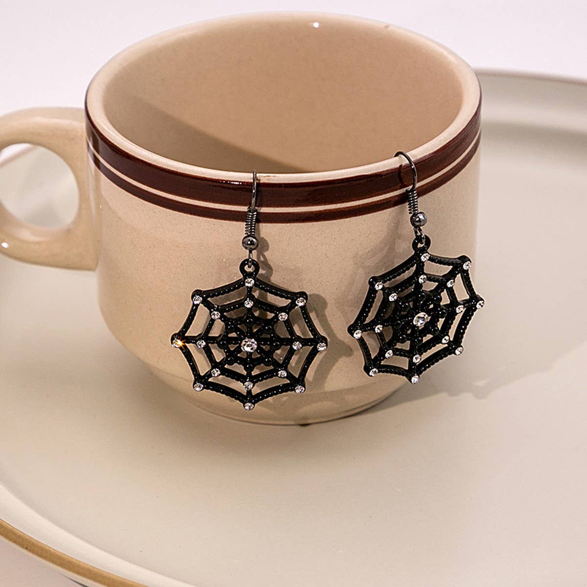 HALLOWEEN GHOST SPIDER WEB EARRINGS