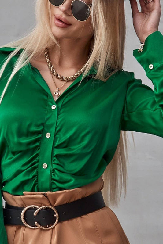 CWTBLL3697_SPRING AND AUTUMN PURE COLOR ELEGANT SHIRT