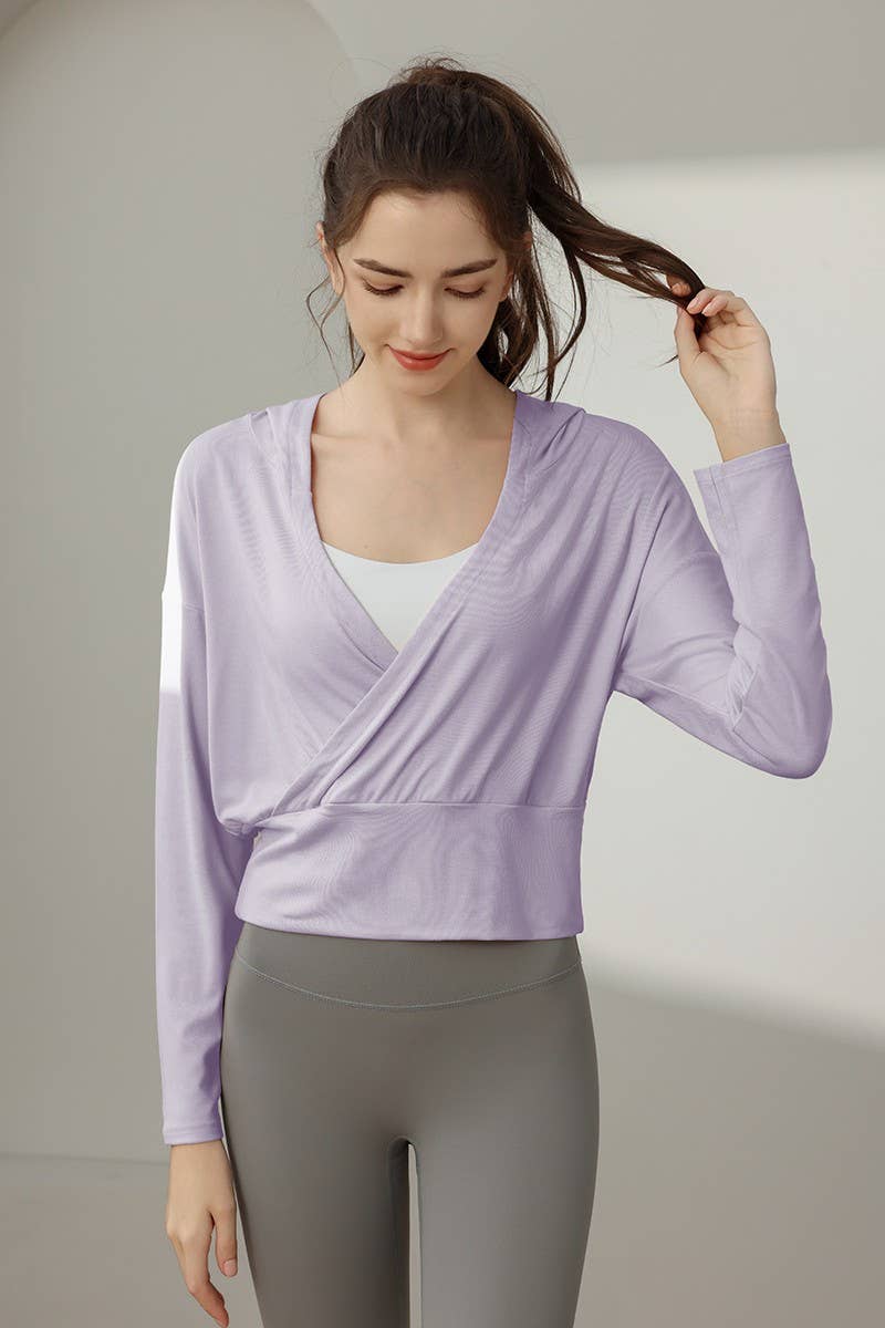 CWTBLL3629_NEW STYLE SPORTS LOOSE YOGA JACKET HOODED TOP