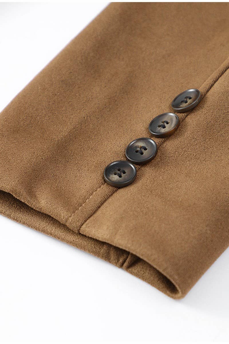 CWOCO0962_BROWN FROSTED VELVET VINTAGE LAPEL LOOSE COAT