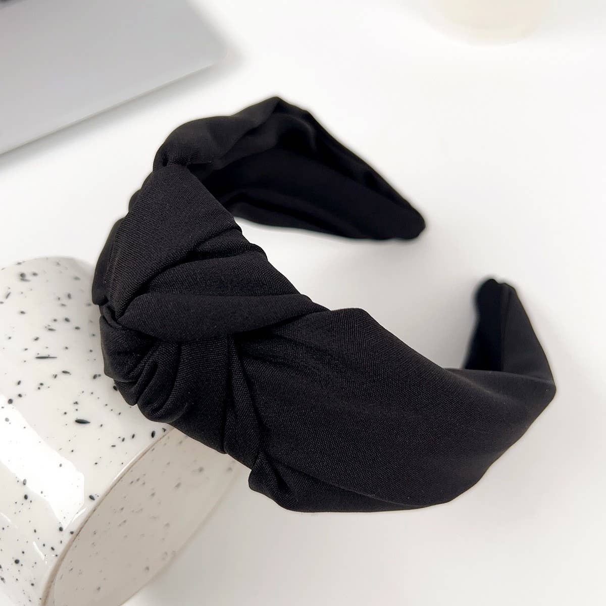 SOLID COLOR TEXTURED FABRIC CROSS HEADBAND_CWAHA2084