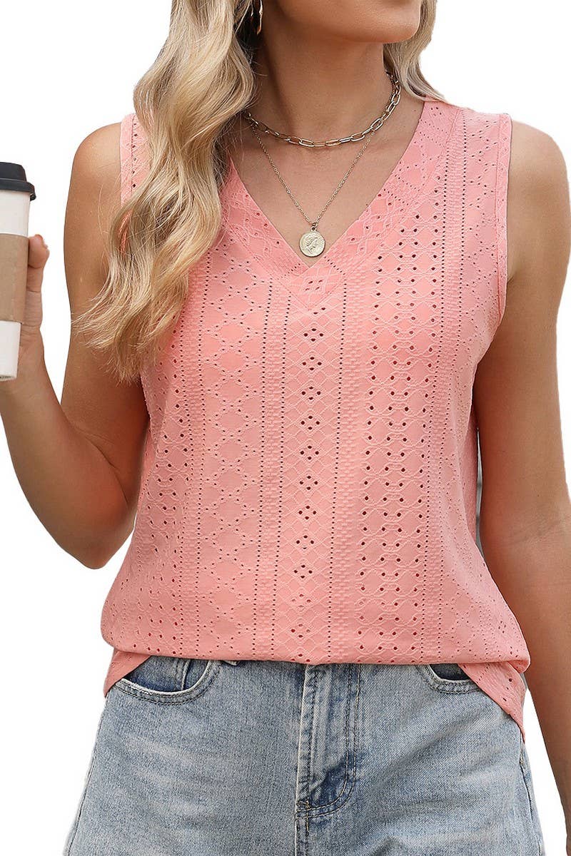 CWTTSL0306_SOLID COLOR V-NECK LOOSE BOTTOMING VEST